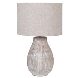 Dibor Modern Bulbous Textured Cream Bedroom Living Room Bedside Table Lamp - thumbnail 2