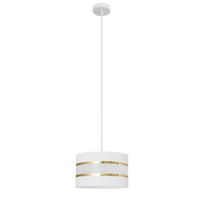Luminosa Lighting Luminosa Helen Cylindrical Pendant Ceiling Light White, Gold 25Cm - image 1