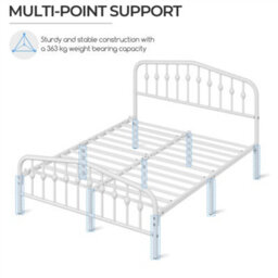 Yaheetech White 5Ft King Metal Bed Frame With Arched Headboard And Footboard - thumbnail 8