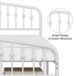 Yaheetech White 5Ft King Metal Bed Frame With Arched Headboard And Footboard - thumbnail 9