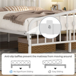 Yaheetech White 5Ft King Metal Bed Frame With Arched Headboard And Footboard - thumbnail 4