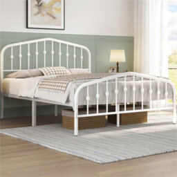 Yaheetech White 5Ft King Metal Bed Frame With Arched Headboard And Footboard - thumbnail 1
