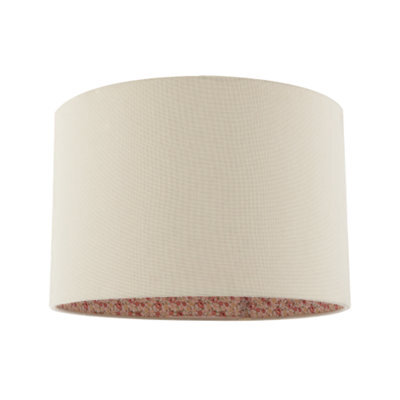 Happy Homewares Cream Linen Lamp Shade With Inner Pink And Red Floral Fabric Lining - image 1