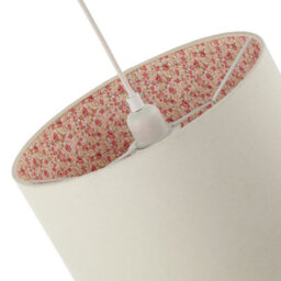 Happy Homewares Cream Linen Lamp Shade With Inner Pink And Red Floral Fabric Lining - thumbnail 5