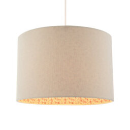 Happy Homewares Cream Linen Lamp Shade With Inner Pink And Red Floral Fabric Lining - thumbnail 2