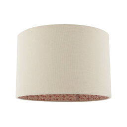 Happy Homewares Cream Linen Lamp Shade With Inner Pink And Red Floral Fabric Lining - thumbnail 1