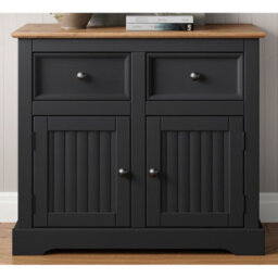 Mercers Furniture Country Charcoal Grey Painted 2 Door 2 Drawer Sideboard Solid Wood Pine Wooden With Mexican Styling - thumbnail 2