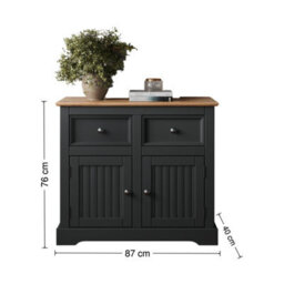 Mercers Furniture Country Charcoal Grey Painted 2 Door 2 Drawer Sideboard Solid Wood Pine Wooden With Mexican Styling - thumbnail 5