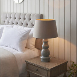 Loops 2 Pack Blue Grey Glaze & Satin Nickel Plate Table Lamp - Grey Linen Fabric - 660mm Tall Light - thumbnail 4