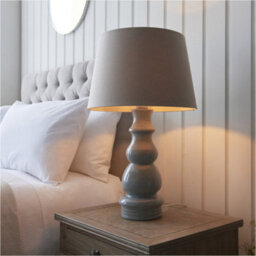 Loops 2 Pack Blue Grey Glaze & Satin Nickel Plate Table Lamp - Grey Linen Fabric - 660mm Tall Light - thumbnail 3