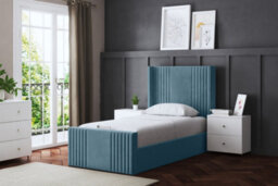 DS Living Elara Winged Blue Panel Bed With Headboard Super King - thumbnail 4