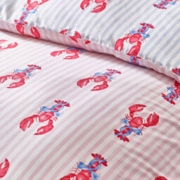 Sassy B Lobster Stripe Reversible Double Duvet Cover Set With Pillowcases Pink / Blue - thumbnail 4