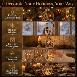CLEFFNS 6Pcs Glowing Christmas Story Ornament, Light Up Christmas Balls Holiday Scene Hanging Decor Christmas Ornament For Tree Mantel - thumbnail 9