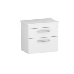 Royal Bathrooms 600mm Wall Hung Vanity Unit 2 Drawer Gloss White - Storage Cabinet - thumbnail 3