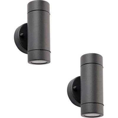 2 Pack Up & Down Twin Outdoor Ip44 Wall Light - 2 X 7W Gu10 Led - Anthracite - image 1