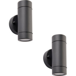 2 Pack Up & Down Twin Outdoor Ip44 Wall Light - 2 X 7W Gu10 Led - Anthracite - thumbnail 1