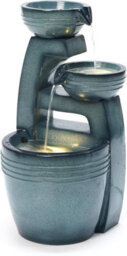 Garden Gear Serenity Tiered Ceramic Effect Water Feature With Led Lights Self-Contained Indoor Outdoor Fountain Relaxing Cascading Water - thumbnail 2