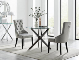 Furniturebox Uk Novara 100Cm Round Black Leg Dining Table & 2 Grey Belgravia Black Leg Chairs - thumbnail 1