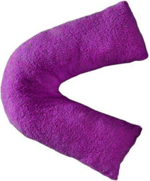 Homes & Linen Teddy Bear Fleece Plush Warm Fuzzy Cuddly V-Shaped Pillow & Cover (Plum, V-Pillow With Teddy Cover)