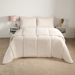 OHS Teddy Fleece Coverless Duvet 10.5 Tog Pillowcase, Cream - Double - thumbnail 1