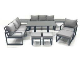 Fimous Outdoor Garden Furniture Set Aluminium Lounge Sofa Adjustable Rising Lifting Dining Table Sets With 3 Footstools - thumbnail 1