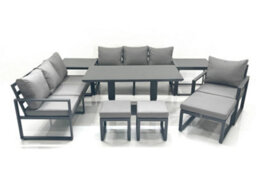 Fimous Outdoor Garden Furniture Set Aluminium Lounge Sofa Adjustable Rising Lifting Dining Table Sets With 3 Footstools - thumbnail 2