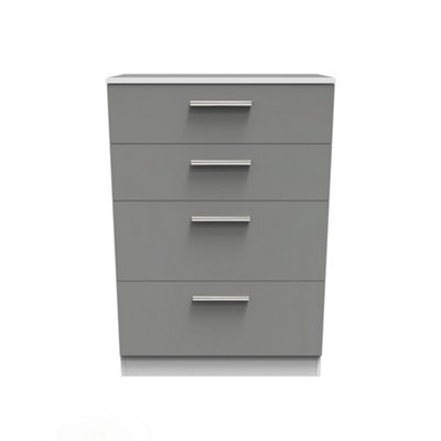 Trent 4 Drawer Deep Chest In Dusk Grey & White (Ready Assembled) - image 1