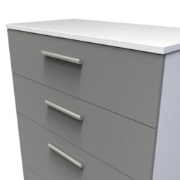 Trent 4 Drawer Deep Chest In Dusk Grey & White (Ready Assembled) - thumbnail 4