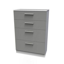 Trent 4 Drawer Deep Chest In Dusk Grey & White (Ready Assembled) - thumbnail 3