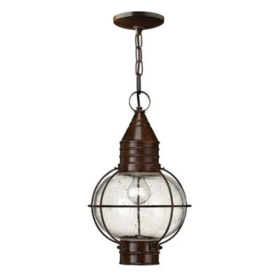 Elegant 1 Bulb Onion Lantern With Clear Seedy Glass And Sienna Bronze Finish