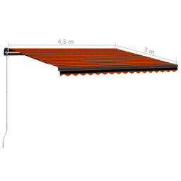Berkfield Manual Retractable Awning 450X300 Cm Orange And Brown - thumbnail 7