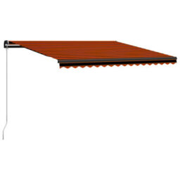Berkfield Manual Retractable Awning 450X300 Cm Orange And Brown - thumbnail 1