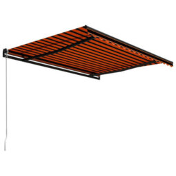 Berkfield Manual Retractable Awning 450X300 Cm Orange And Brown - thumbnail 3