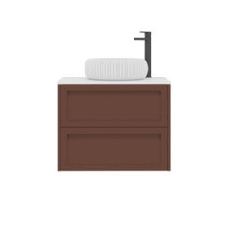 Royal Bathrooms Royal Bathroom Elmore 700mm Terracotta Clay Wall Mounted Bathroom Vanity Unit 2 Drawer Plain White Worktop With Milan Basin - thumbnail 7