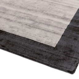 Silver Viscose Easy To Clean Bordered Luxurious , Modern Rug For Living Room, Bedroom - 160 X 160 (Square) - thumbnail 3