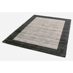 Silver Viscose Easy To Clean Bordered Luxurious , Modern Rug For Living Room, Bedroom - 160 X 160 (Square) - thumbnail 2
