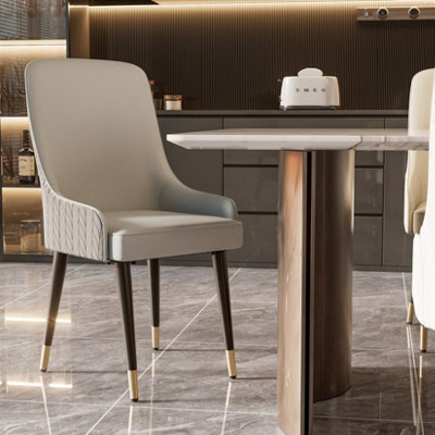 Fativo Dining Chair Set Of 2 Leather Chairs Modern Solid Metal Frame Chairs Living Room,  Grey,  43.5L X 43.5W X 90H Cm - image 1