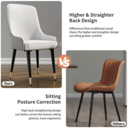 Fativo Dining Chair Set Of 2 Leather Chairs Modern Solid Metal Frame Chairs Living Room,  Grey,  43.5L X 43.5W X 90H Cm - thumbnail 5