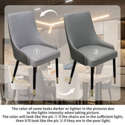 Fativo Dining Chair Set Of 2 Leather Chairs Modern Solid Metal Frame Chairs Living Room,  Grey,  43.5L X 43.5W X 90H Cm - thumbnail 3