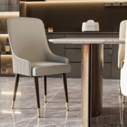 Fativo Dining Chair Set Of 2 Leather Chairs Modern Solid Metal Frame Chairs Living Room,  Grey,  43.5L X 43.5W X 90H Cm - thumbnail 1