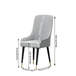 Fativo Dining Chair Set Of 2 Leather Chairs Modern Solid Metal Frame Chairs Living Room,  Grey,  43.5L X 43.5W X 90H Cm - thumbnail 2