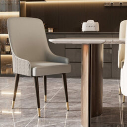 Fativo Dining Chair Set Of 2 Leather Chairs Modern Solid Metal Frame Chairs Living Room,  Grey,  43.5L X 43.5W X 90H Cm - thumbnail 8