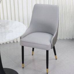 Fativo Dining Chair Set Of 2 Leather Chairs Modern Solid Metal Frame Chairs Living Room,  Grey,  43.5L X 43.5W X 90H Cm - thumbnail 9