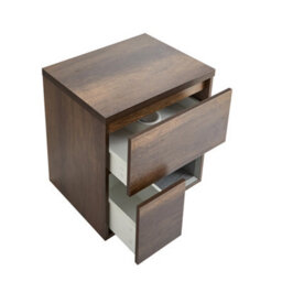 Homestylestore Dark Oak 600mm Wall Hung Bathroom Vanity Unit With Countertop Basin And Led Lights - thumbnail 2