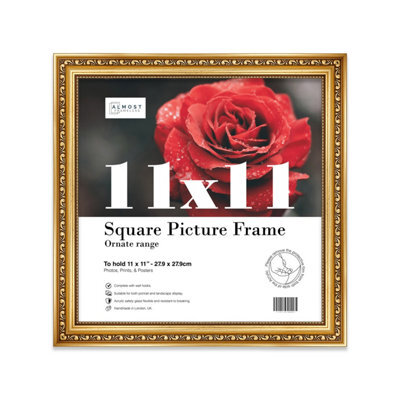 11X11 Gold Ornate Picture Frame (27.9 X 27.9Cm) Poster, Photo, Artwork, Gallery Wall Or Print - image 1