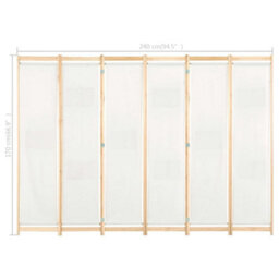 Vidaxl 6-Panel Room Divider Cream 240X170X4 Cm Fabric Room Dividers - thumbnail 3