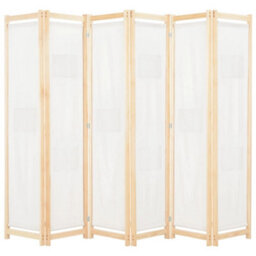 Vidaxl 6-Panel Room Divider Cream 240X170X4 Cm Fabric Room Dividers
