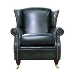 Southwold Chesterfield Wing Chair Fireside High Back Armchair Antique Green Leather In Stock