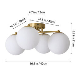 Thehotsale Modern 4 Round Glass Shades Led Ceiling Light With Metal Gold Fixture 42Cm - thumbnail 8