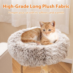 Costway 90Cm Cat Tree Tower Modern Wooden Cat Tower W/ Perch-Natural - thumbnail 2